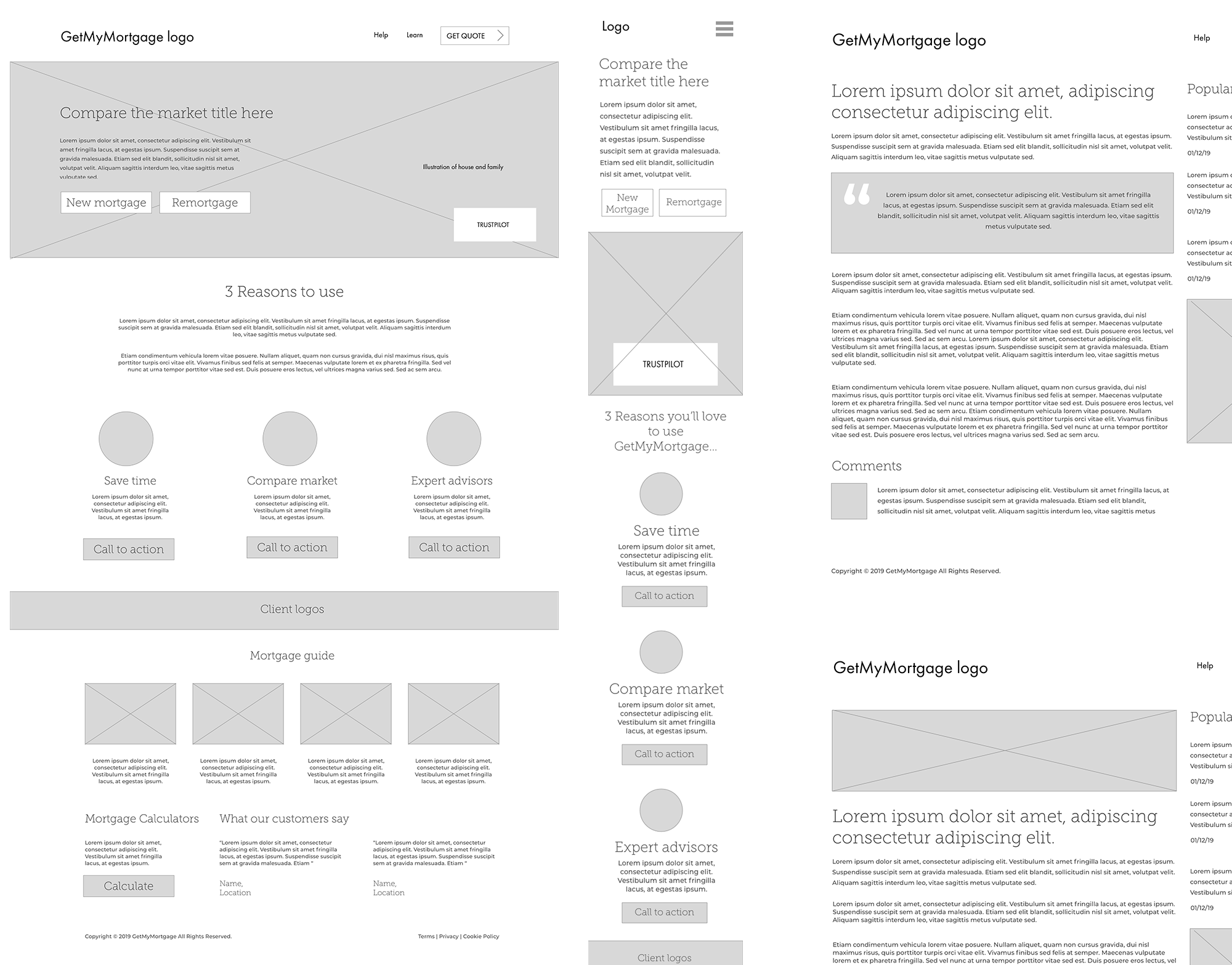 GetMyMortgage wireframes